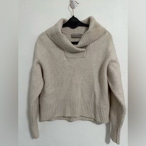 Everlane Ribbed Cream Cowl Neck Sweater